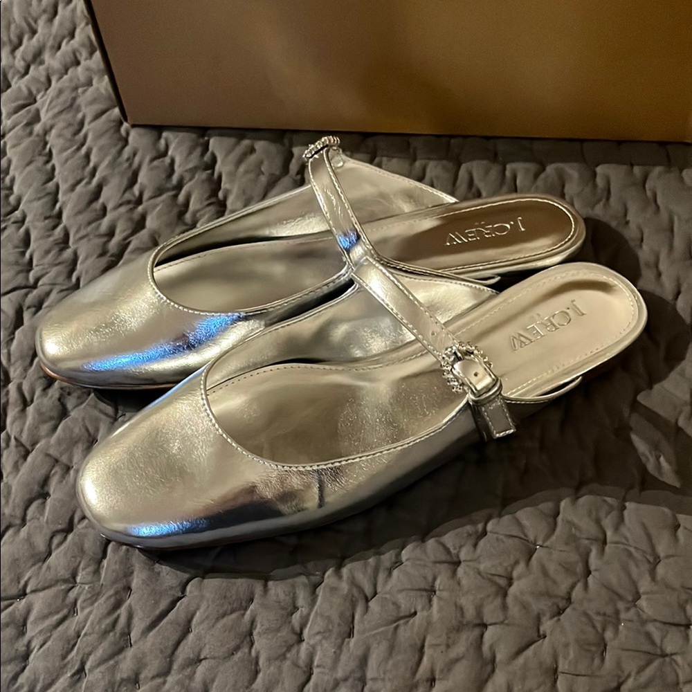 Silver Mary Jane Mules